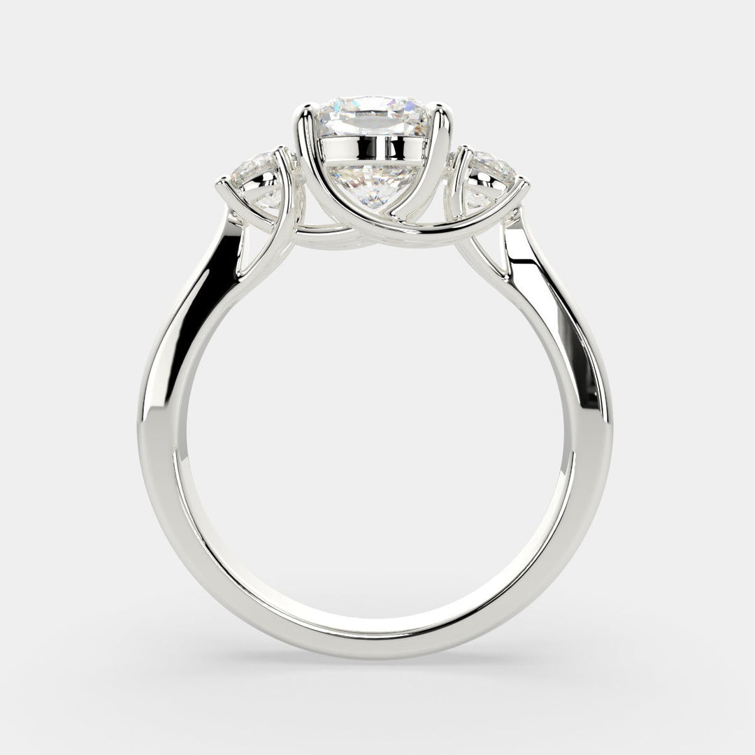 Hana Cushion Cut 3 Stone Engagement Ring Setting - Nivetta