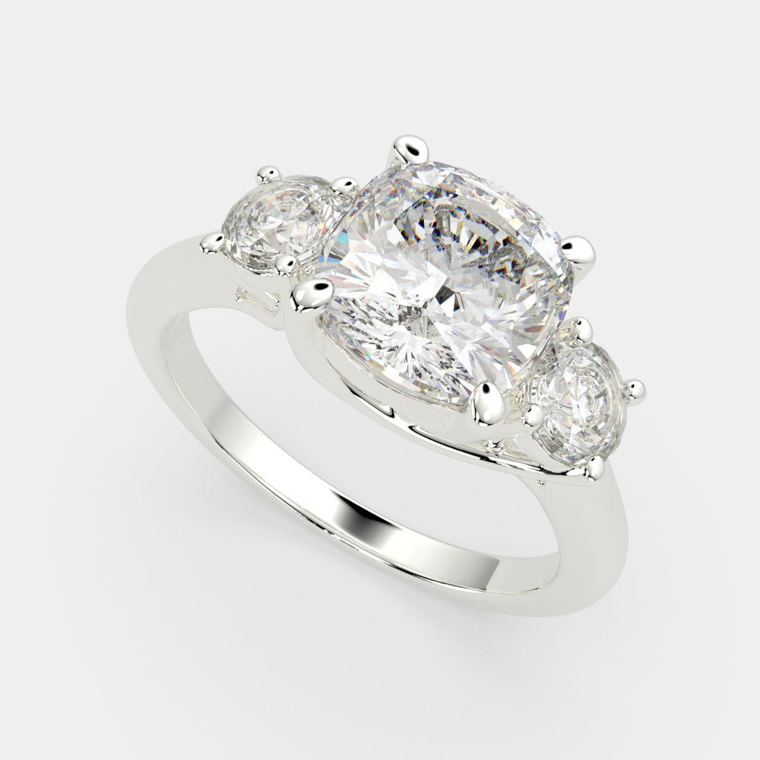 Hana Cushion Cut 3 Stone Engagement Ring Setting - Nivetta