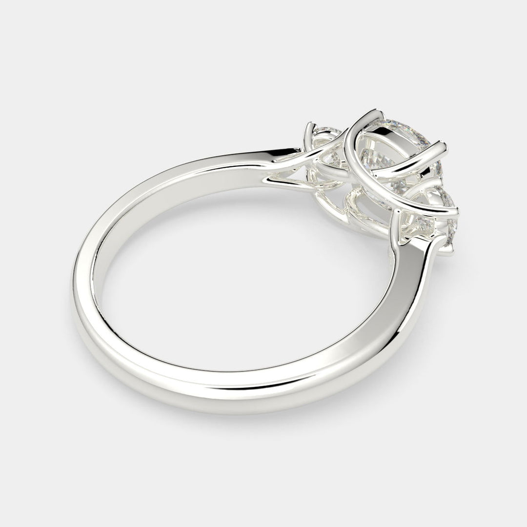 Hana Cushion Cut 3 Stone Engagement Ring Setting - Nivetta