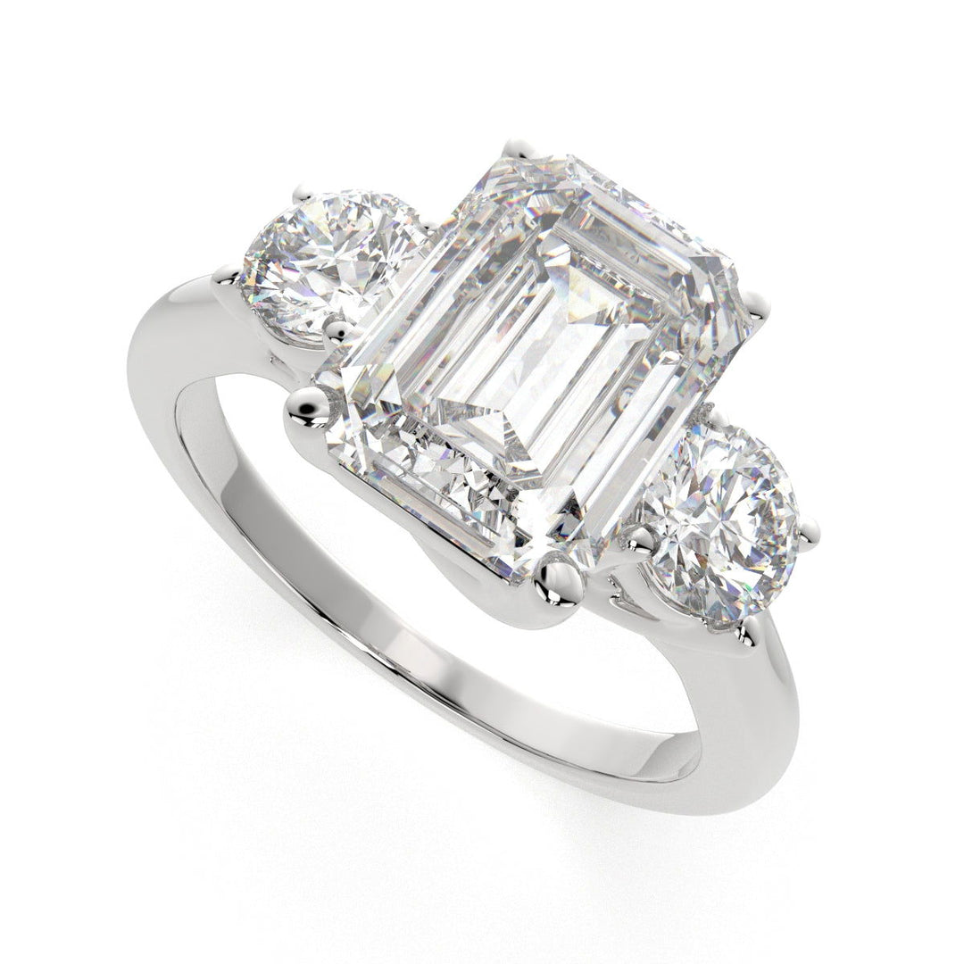 Hana Emerald Cut 3 Stone Engagement Ring Setting - Nivetta