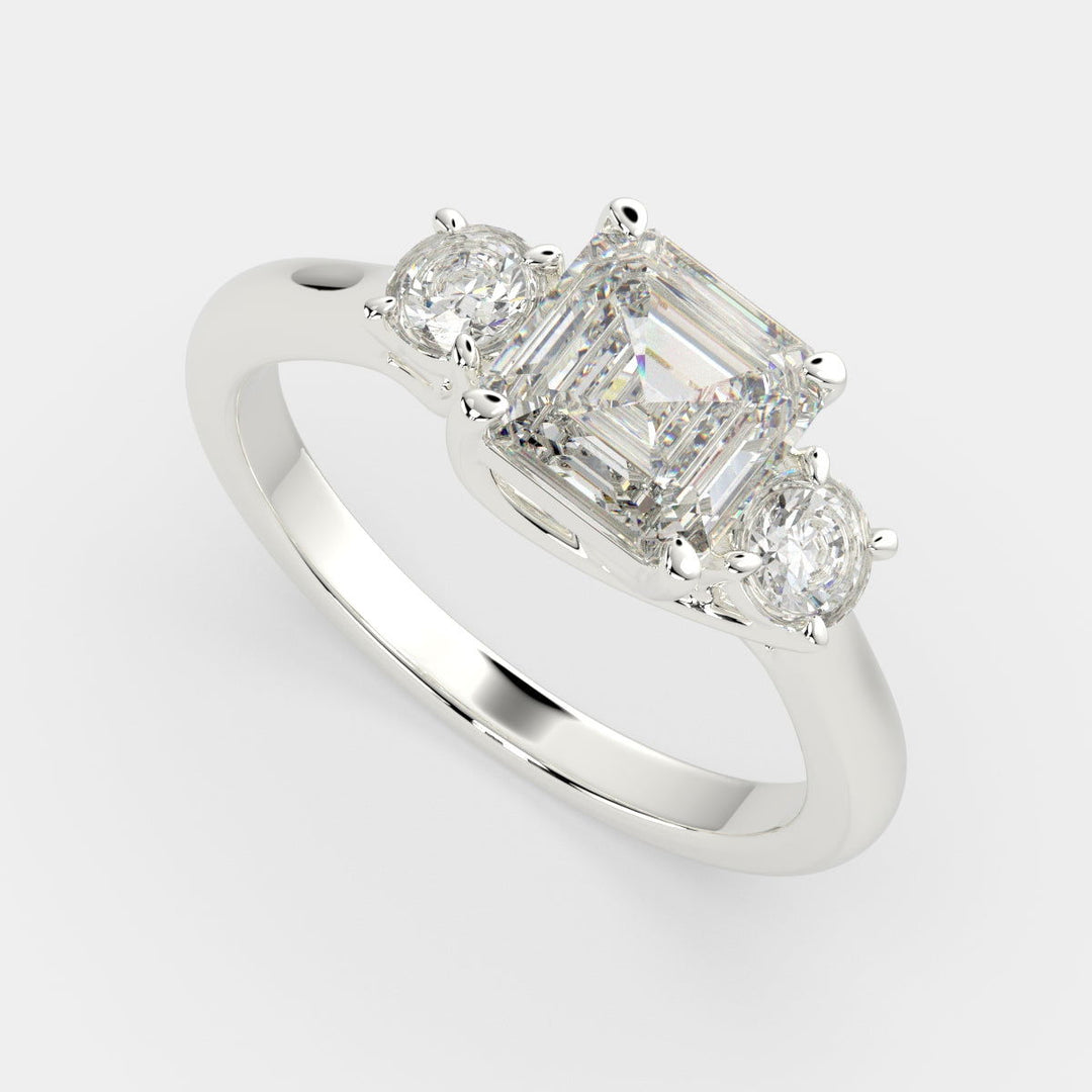 Hana Emerald Cut 3 Stone Engagement Ring Setting - Nivetta