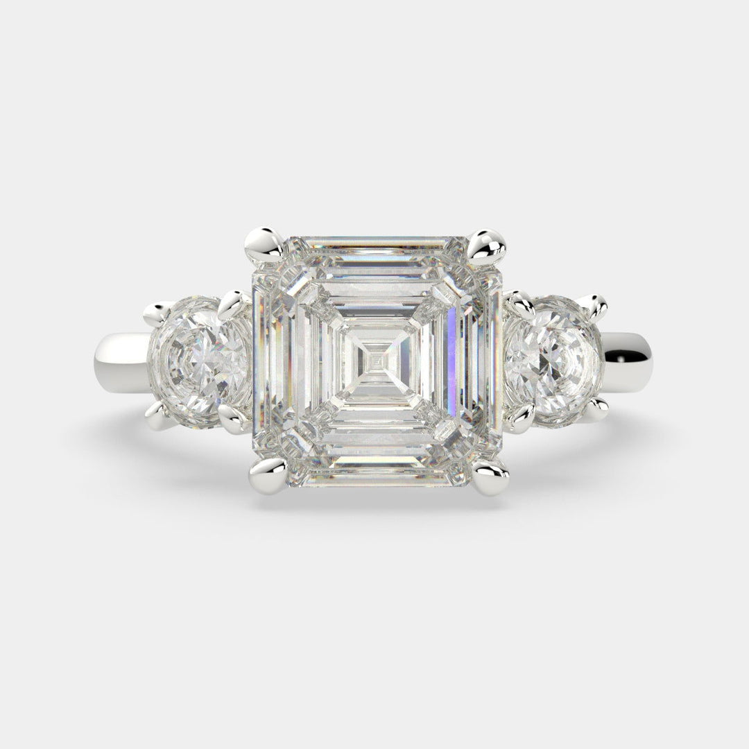 Hana Emerald Cut 3 Stone Engagement Ring Setting - Nivetta