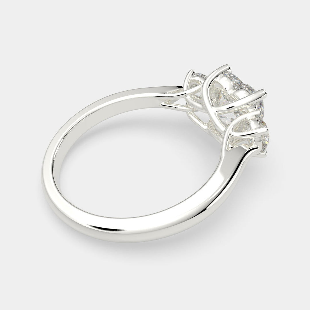 Hana Heart Cut 3 Stone Engagement Ring Setting - Nivetta