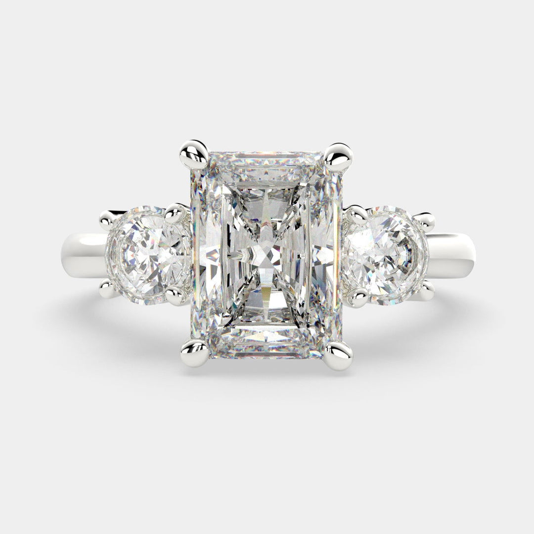 Hana Radiant Cut 3 Stone Engagement Ring Setting - Nivetta