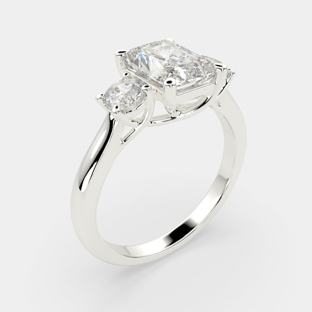 Hana Radiant Cut 3 Stone Engagement Ring Setting - Nivetta