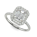 Load image into Gallery viewer, Hanna Emerald Cut Pave Halo 4 Prong Claw Set Engagement Ring Setting - Nivetta
