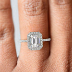 Load image into Gallery viewer, Hanna Emerald Cut Pave Halo 4 Prong Claw Set Engagement Ring Setting - Nivetta
