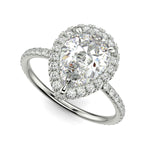 Load image into Gallery viewer, Hanna Pear Cut Pave Halo 4 Prong Claw Set Engagement Ring Setting - Nivetta
