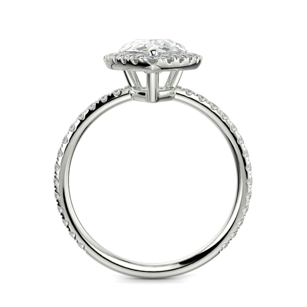 Hanna Pear Cut Pave Halo 4 Prong Claw Set Engagement Ring Setting - Nivetta