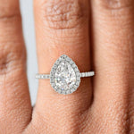 Load image into Gallery viewer, Hanna Pear Cut Pave Halo 4 Prong Claw Set Engagement Ring Setting - Nivetta
