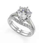 Load image into Gallery viewer, Hannah 6 Claw Crown Solitaire Round Cut Diamond Engagement Ring - Nivetta
