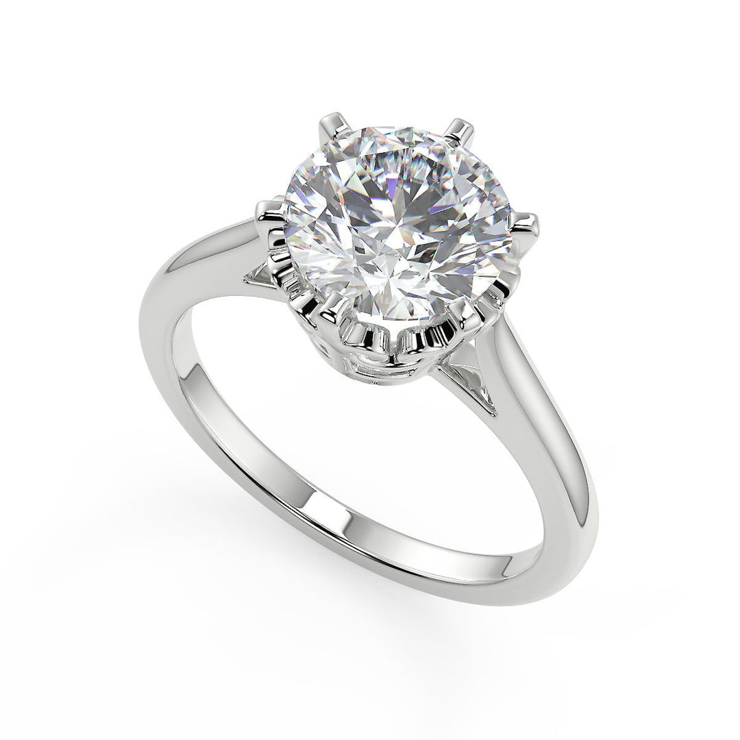 Hannah 6 Claw Crown Solitaire Round Cut Diamond Engagement Ring - Nivetta