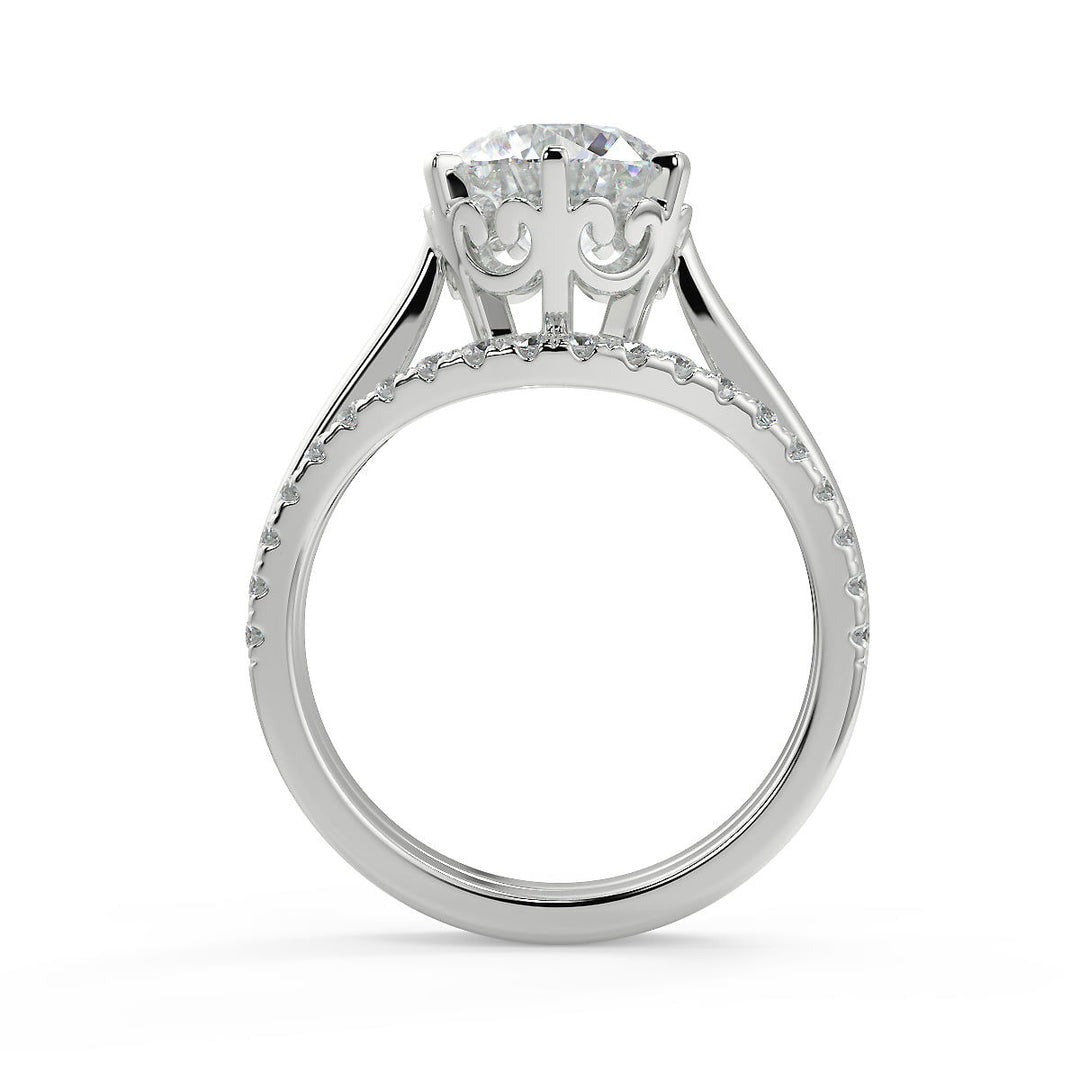 Hannah 6 Claw Crown Solitaire Round Cut Diamond Engagement Ring - Nivetta