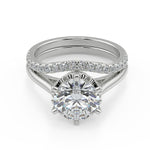 Load image into Gallery viewer, Hannah 6 Claw Crown Solitaire Round Cut Diamond Engagement Ring - Nivetta
