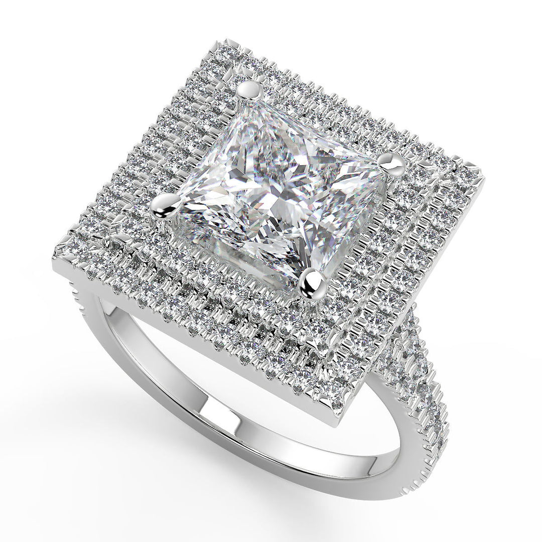 Harley Double Halo Pave Princess Cut Diamond Engagement Ring - Nivetta