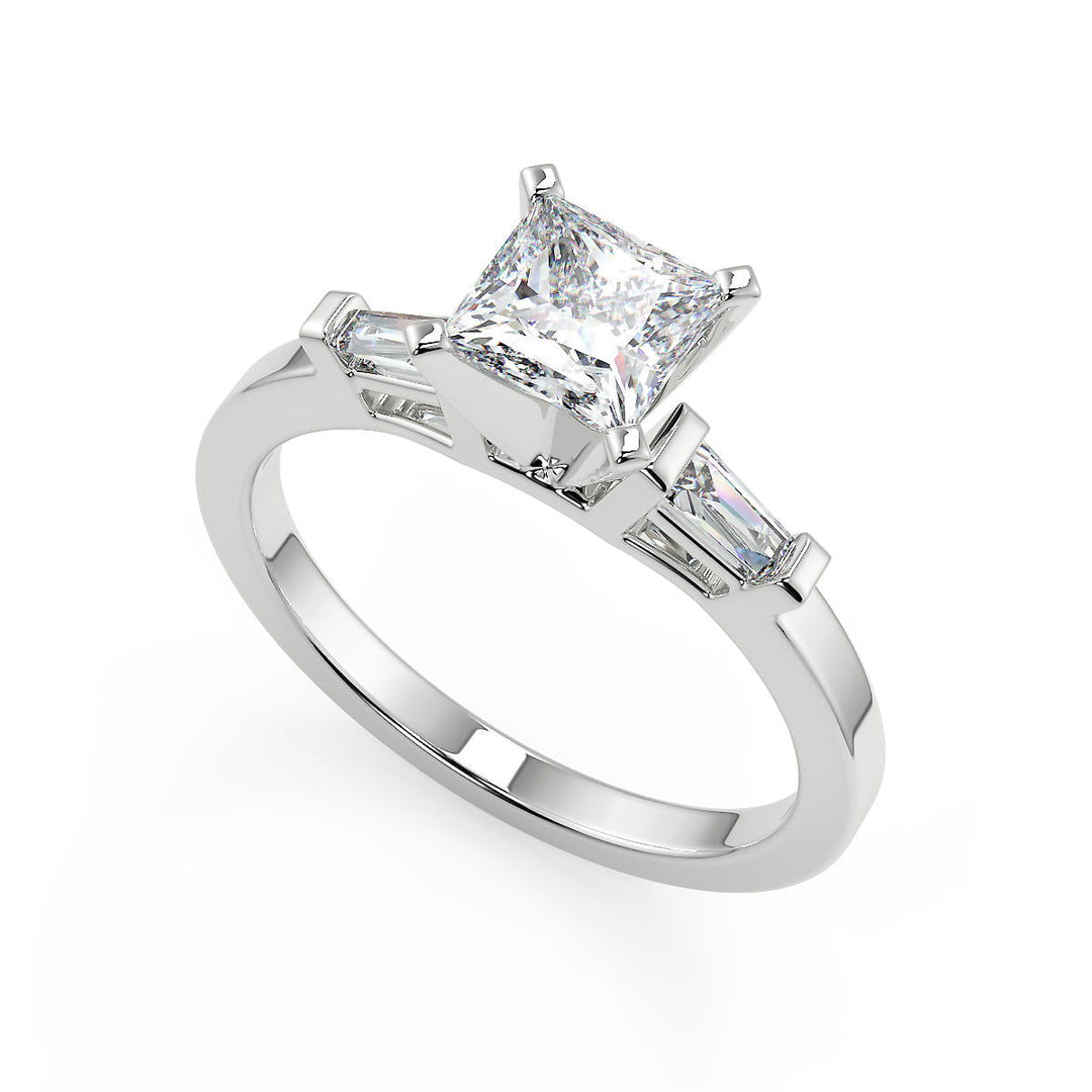 Harper Baguette Accents Princess Cut Diamond Engagement Ring - Nivetta