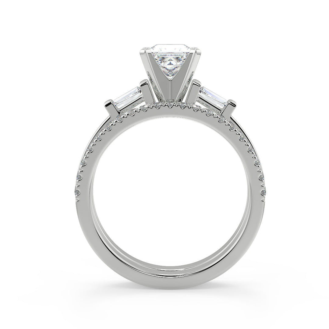 Harper Baguette Accents Princess Cut Diamond Engagement Ring - Nivetta