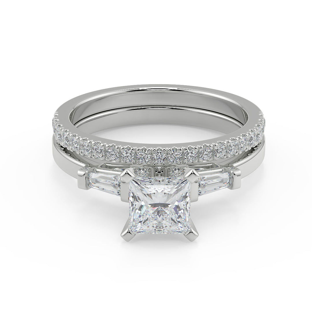 Harper Baguette Accents Princess Cut Diamond Engagement Ring - Nivetta