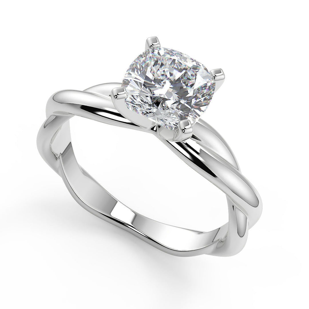 Haylie Infinity Solitaire Rope 4 Prong Cushion Cut Diamond Engagement Ring - Nivetta