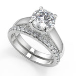 Load image into Gallery viewer, Hazel Trellis 4 Prong Solitaire Round Cut Diamond Engagement Ring - Nivetta
