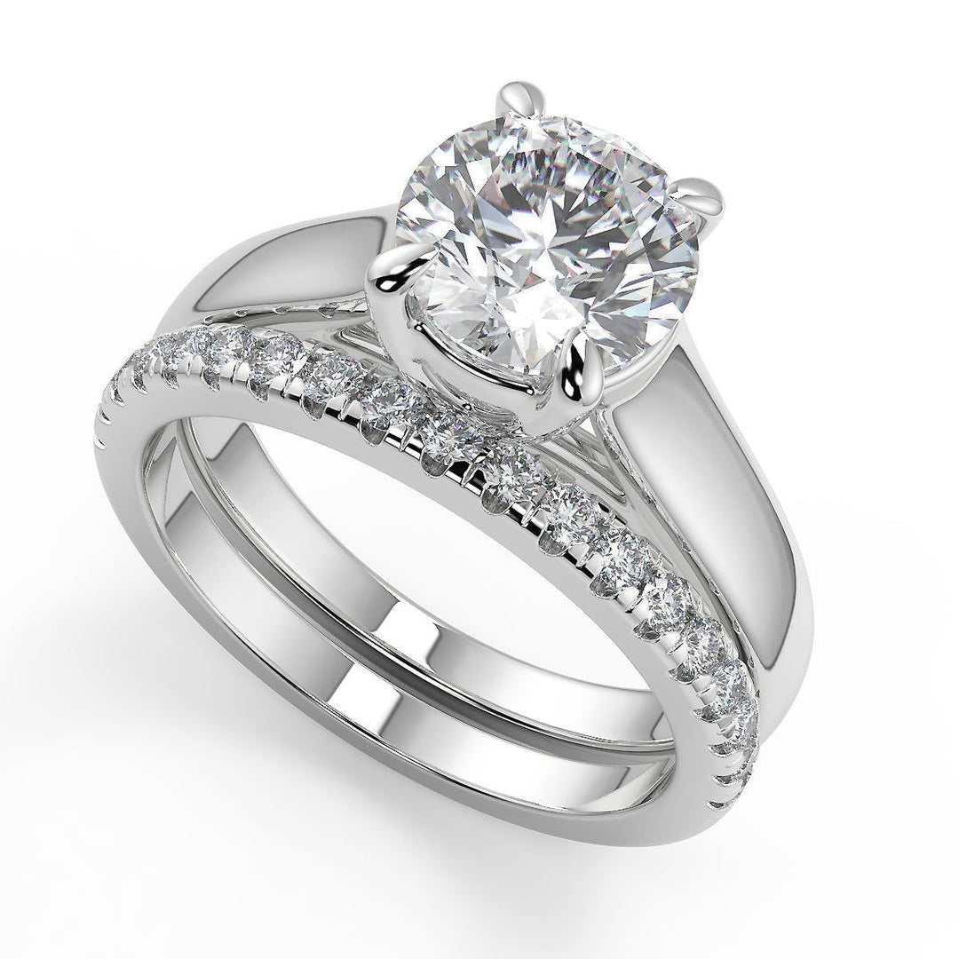 Hazel Trellis 4 Prong Solitaire Round Cut Diamond Engagement Ring - Nivetta