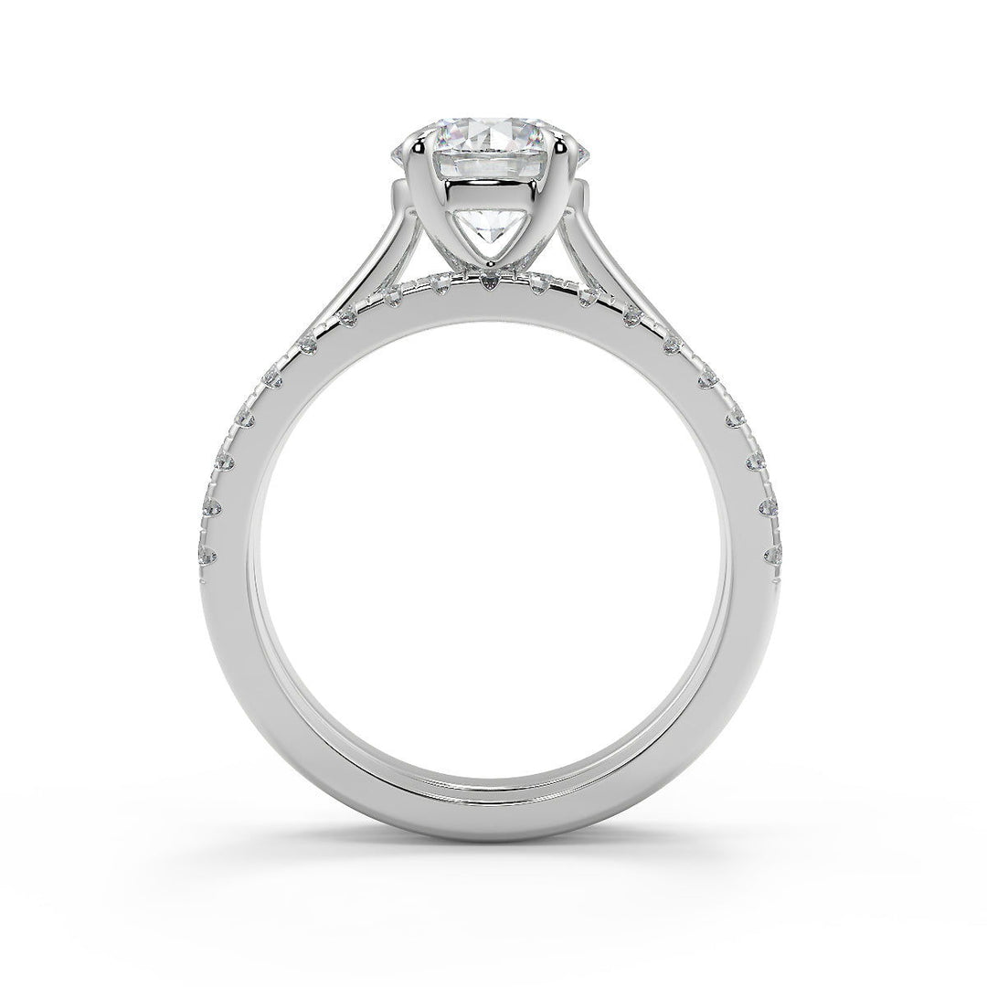 Hazel Trellis 4 Prong Solitaire Round Cut Diamond Engagement Ring - Nivetta