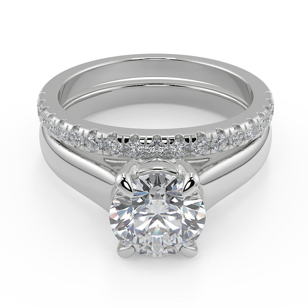 Hazel Trellis 4 Prong Solitaire Round Cut Diamond Engagement Ring - Nivetta