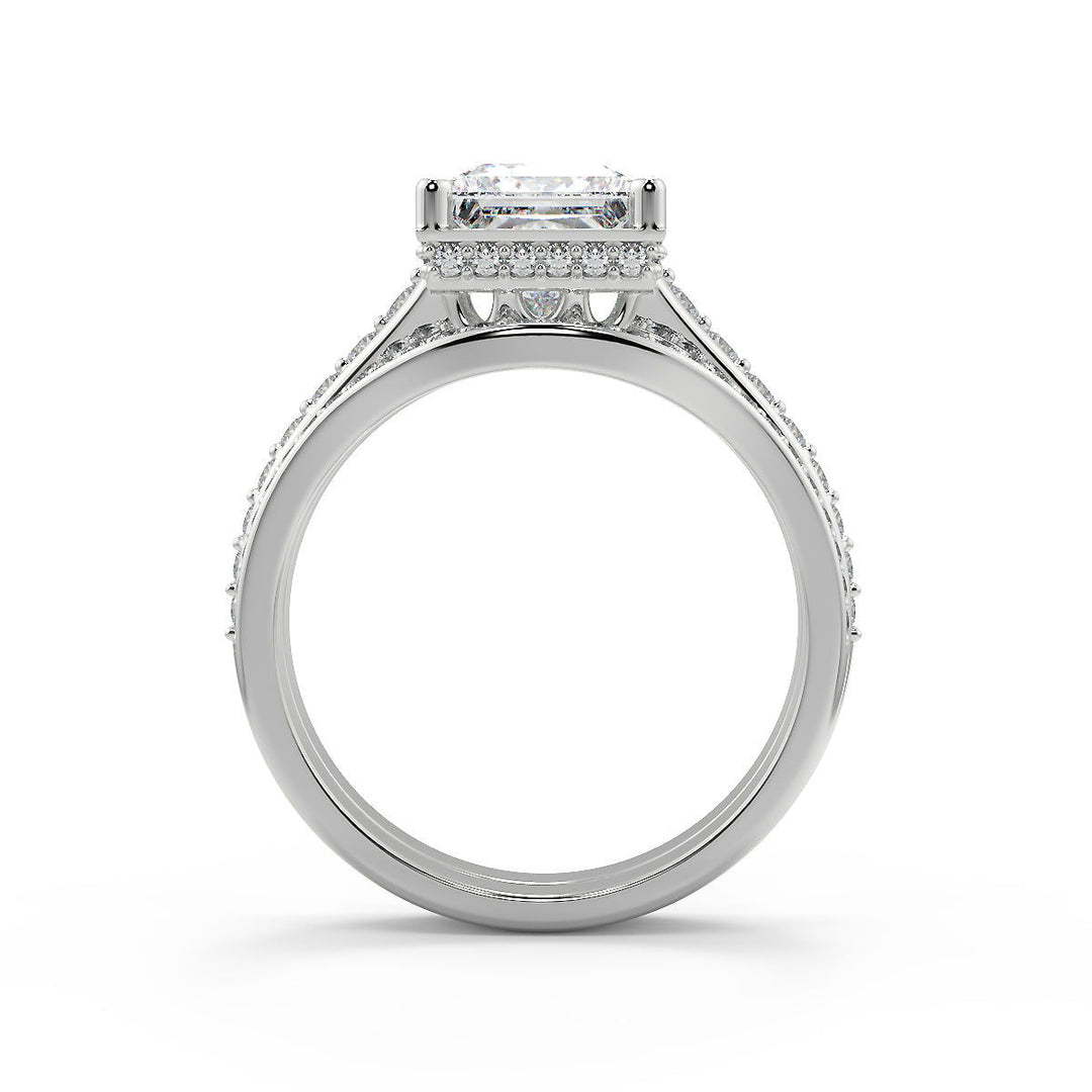 Helena Pave 4 Prong Crown Basket Princess Cut Engagement Ring - Nivetta