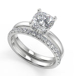 Load image into Gallery viewer, Holly Comfort Fit 4 Prong Solitaire Cushion Cut Diamond Engagement Ring - Nivetta
