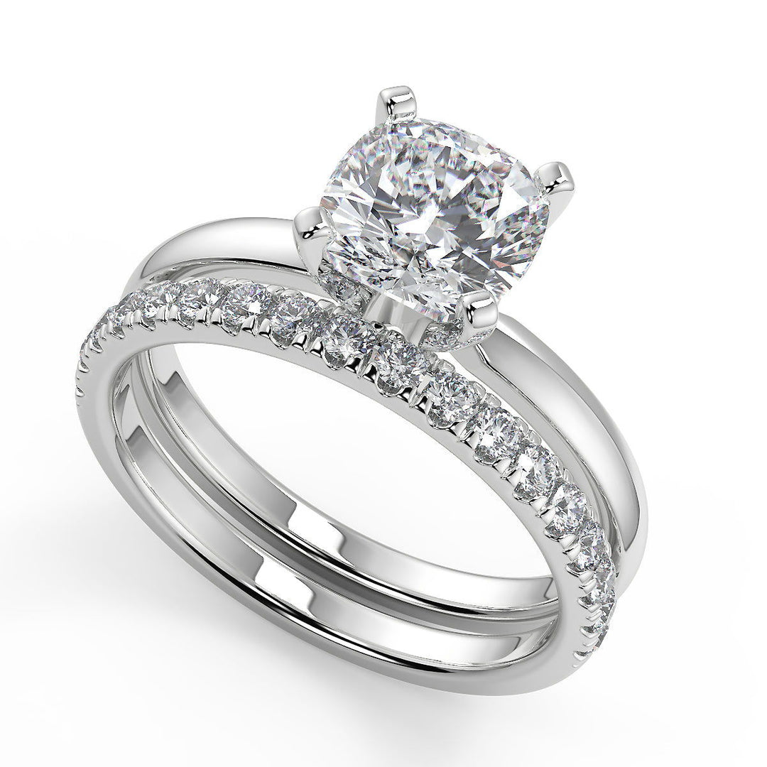Holly Comfort Fit 4 Prong Solitaire Cushion Cut Diamond Engagement Ring - Nivetta