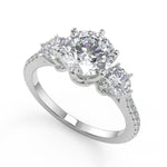 Load image into Gallery viewer, Iliana 3 Stone French Pave Round Cut Diamond Engagement Ring - Nivetta
