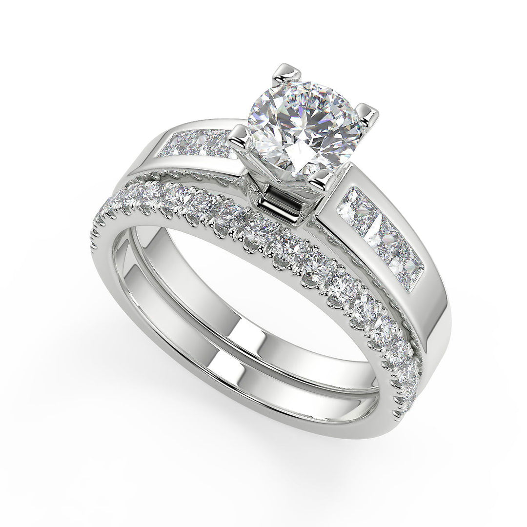 Isabel Four Prong Channel Set Round Cut Diamond Engagement Ring - Nivetta