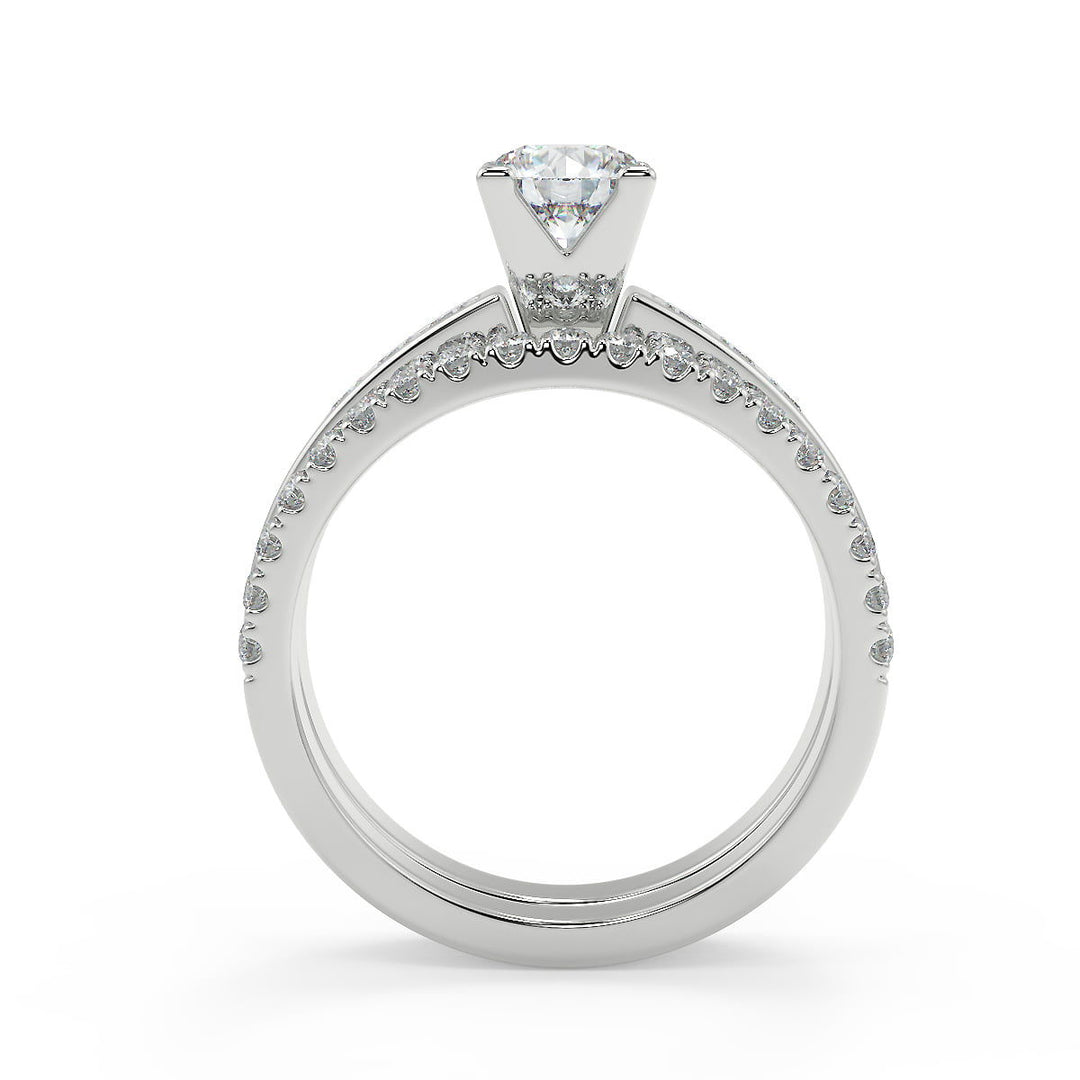 Isabel Four Prong Channel Set Round Cut Diamond Engagement Ring - Nivetta