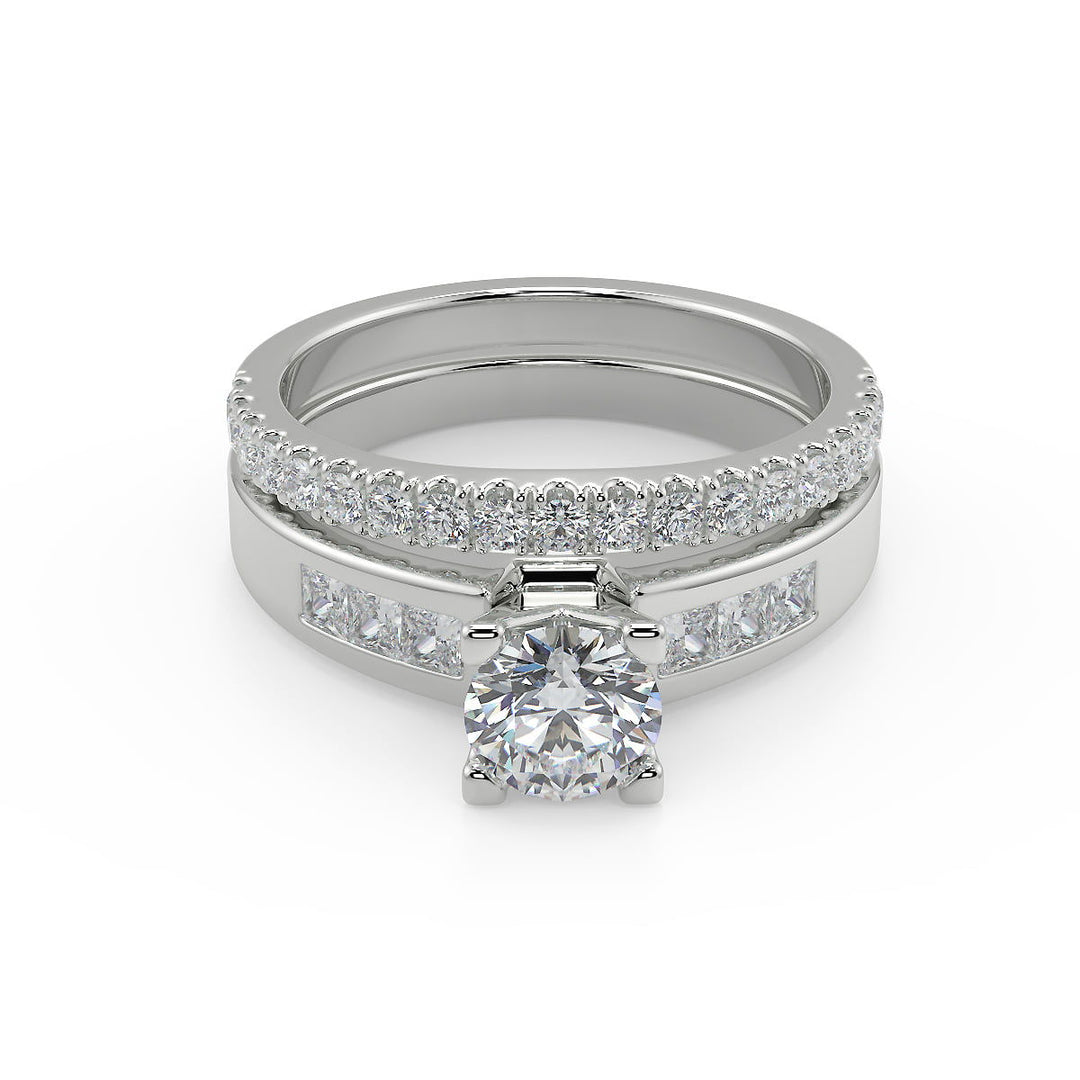 Isabel Four Prong Channel Set Round Cut Diamond Engagement Ring - Nivetta