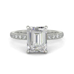 Load image into Gallery viewer, Isabella Emerald Cut Pave Hidden Halo 4 Prong Claw Set Engagement Ring Setting - Nivetta
