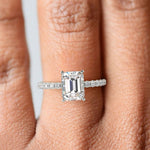 Load image into Gallery viewer, Isabella Emerald Cut Pave Hidden Halo 4 Prong Claw Set Engagement Ring Setting - Nivetta
