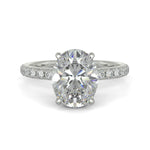Load image into Gallery viewer, Isabella Oval Cut Pave Hidden Halo 4 Prong Claw Set Engagement Ring Setting - Nivetta
