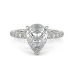 Load image into Gallery viewer, Isabella Pear Cut Pave Hidden Halo 4 Prong Claw Set Engagement Ring Setting - Nivetta
