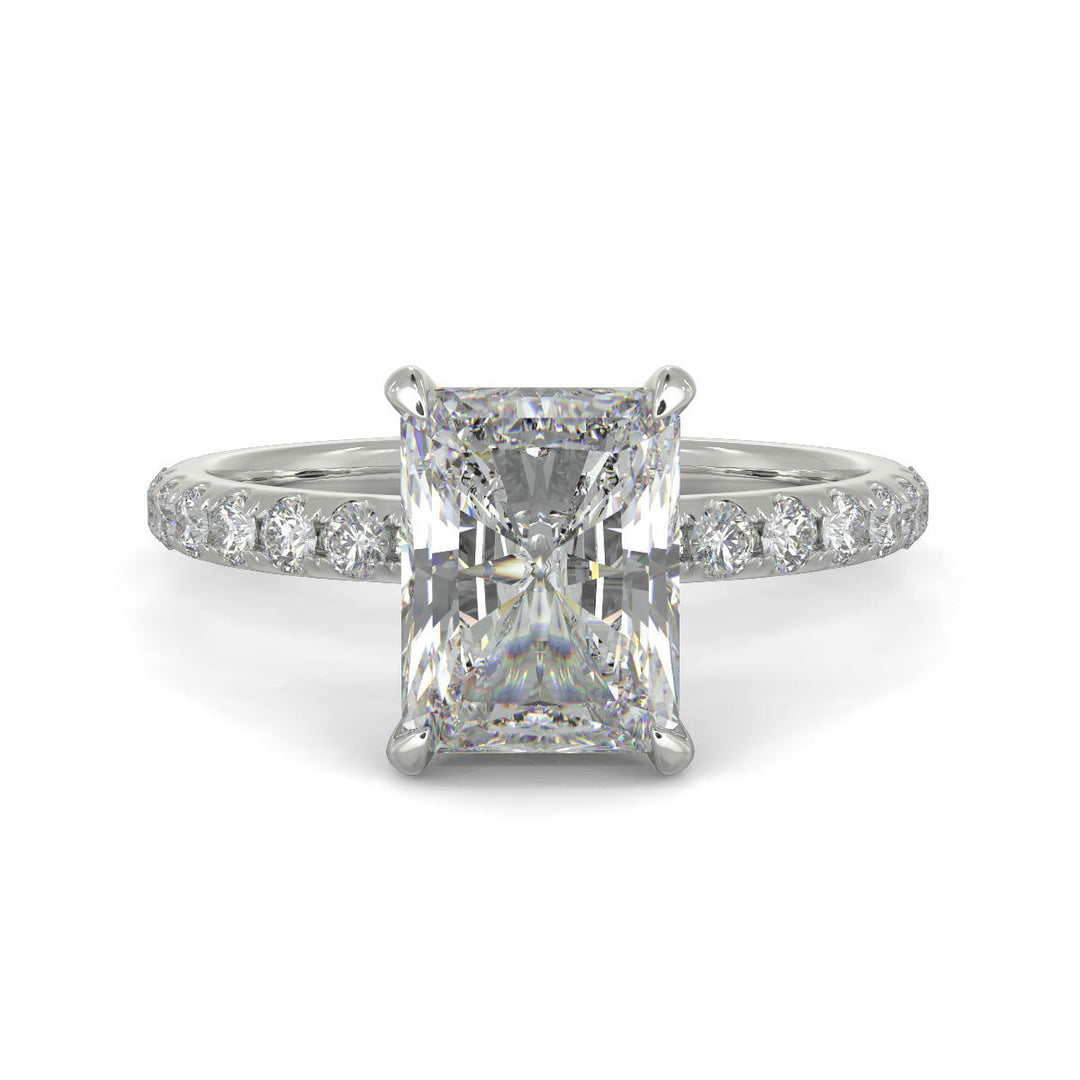 Isabella Radiant Cut Pave Hidden Halo 4 Prong Claw Set Engagement Ring Setting - Nivetta