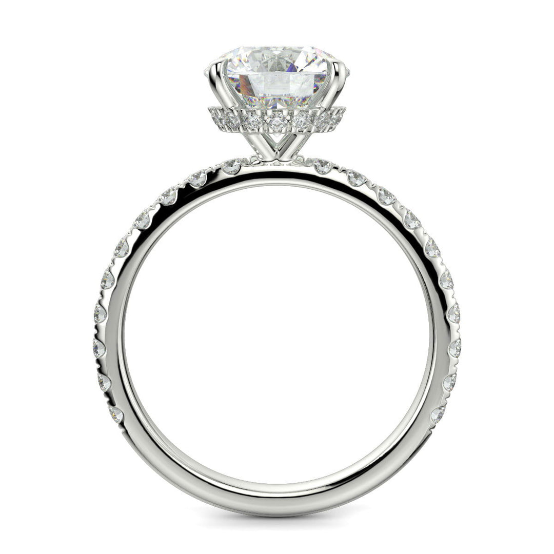 Isabella Round Cut Pave Hidden Halo 4 Prong Claw Set Engagement Ring Setting - Nivetta