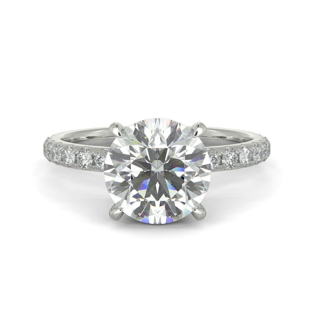 Isabella Round Cut Pave Hidden Halo 4 Prong Claw Set Engagement Ring Setting - Nivetta