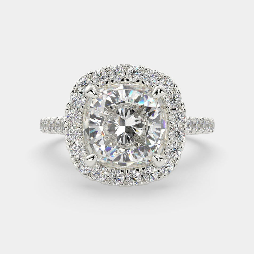 Isadora Cushion Cut Halo Pave Engagement Ring Setting - Nivetta