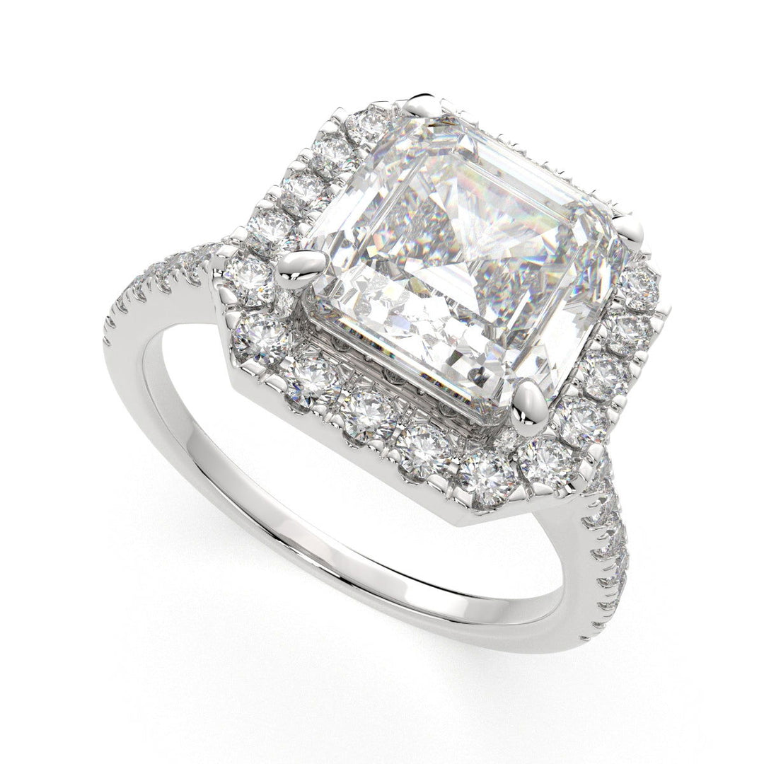 Isadora Emerald Cut Halo Pave Engagement Ring Setting - Nivetta