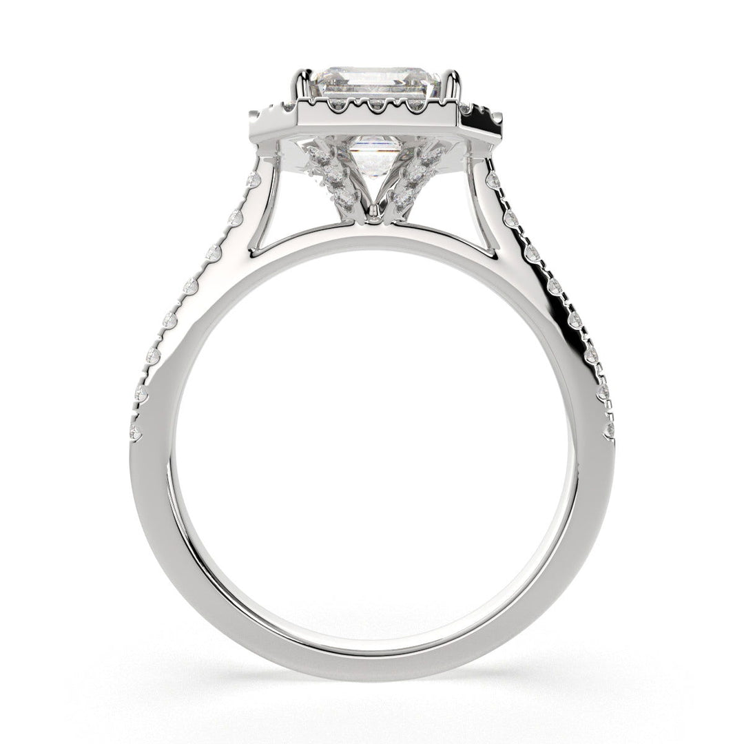 Isadora Emerald Cut Halo Pave Engagement Ring Setting - Nivetta