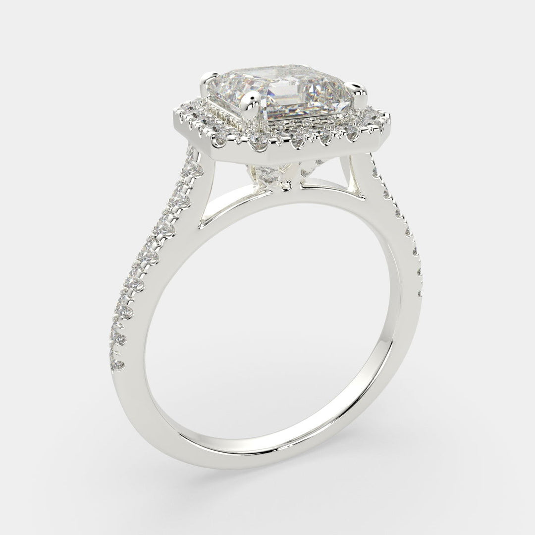 Isadora Emerald Cut Halo Pave Engagement Ring Setting - Nivetta