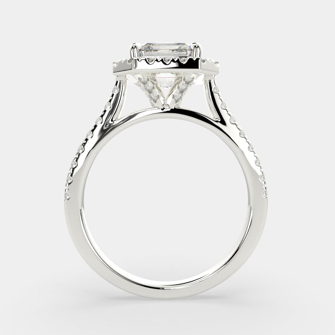 Isadora Emerald Cut Halo Pave Engagement Ring Setting - Nivetta
