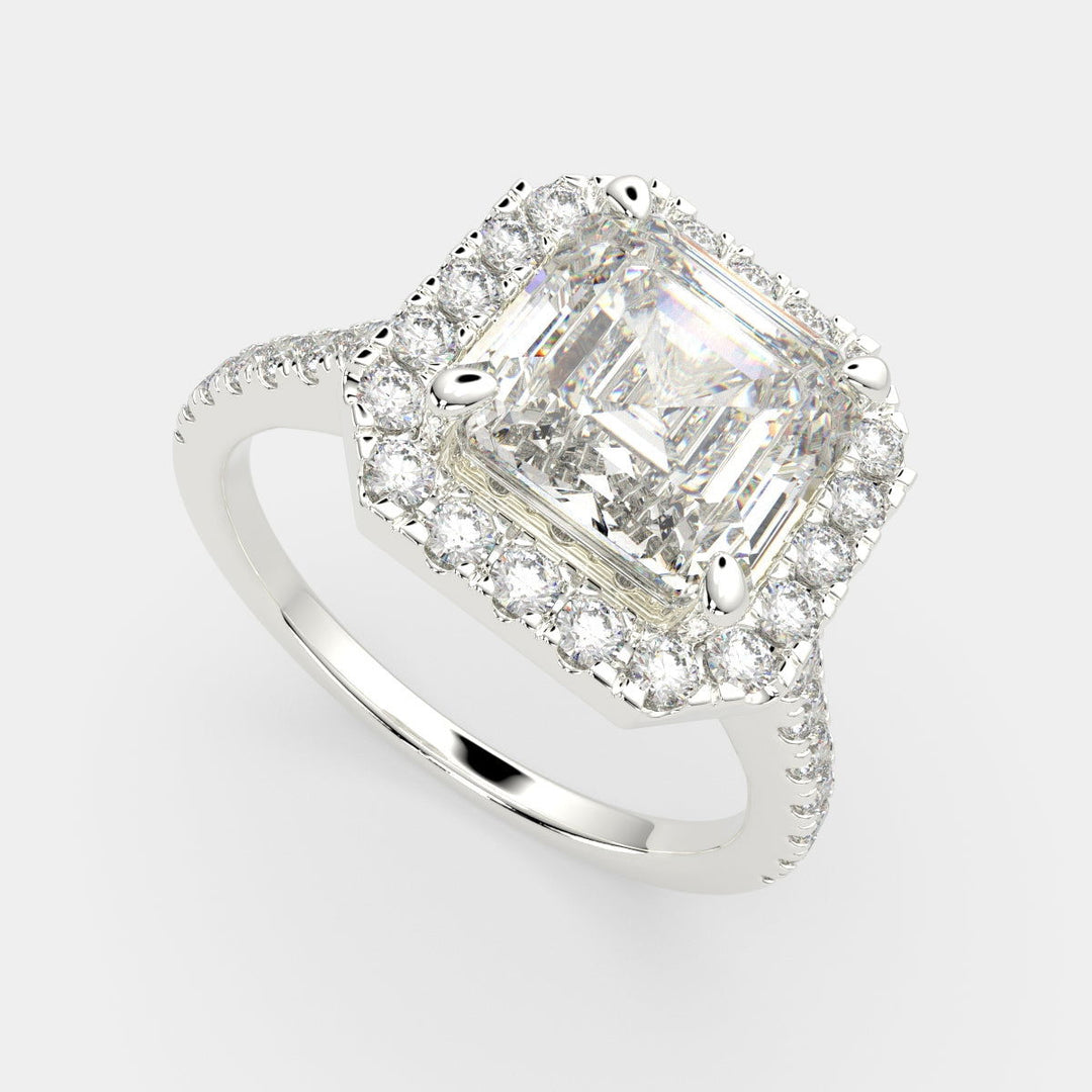 Isadora Emerald Cut Halo Pave Engagement Ring Setting - Nivetta