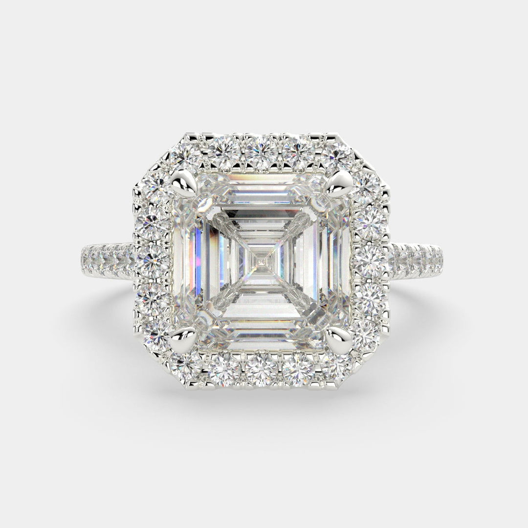 Isadora Emerald Cut Halo Pave Engagement Ring Setting - Nivetta