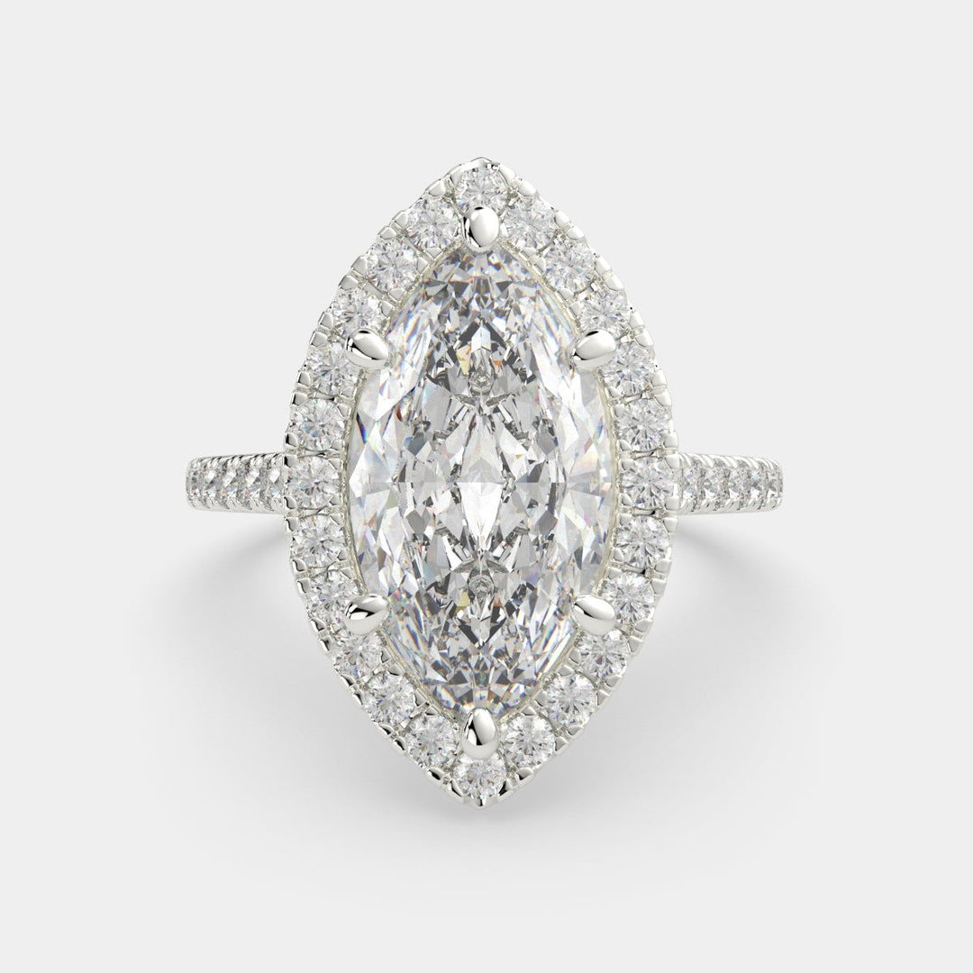 Isadora Marquise Cut Halo Pave Engagement Ring Setting - Nivetta