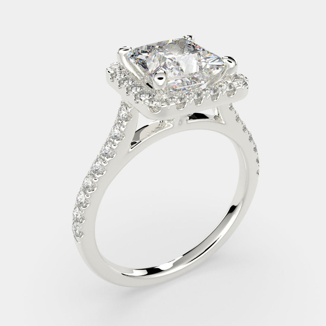 Isadora Princess Cut Halo Pave Engagement Ring Setting - Nivetta